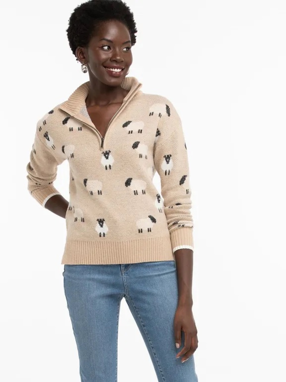 LOFT Sheep Quarter Zip Sweater Princess Diana Medium - Picture 3 of 9